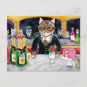Cute Cat Mouse Paris Nightclub postcard