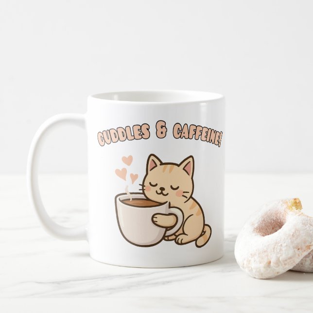Cute Cat Mug – Funny Coffee Lover Gift (With Donut)