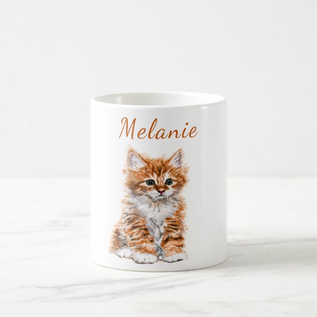 Cute Cat Mug with Custom Name (Center)