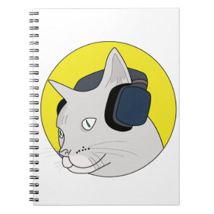 Cute cat music lover design ideas, listening music notebook