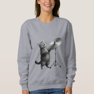 Cute cat Music Lover gift_Funny Cat Rock Band  Sweatshirt