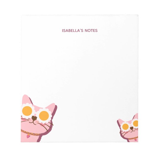 Cute Cat Name Personalized Notepad (Front)