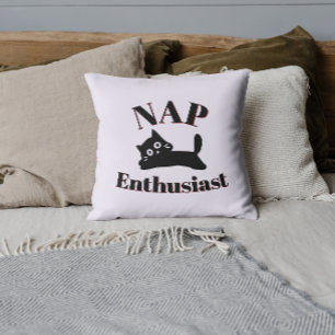 Cute Cat Nap Enthusiast Throw Pillow