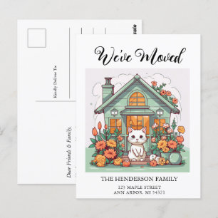 Cute Cat New Home Moving Faire-part Carte postale