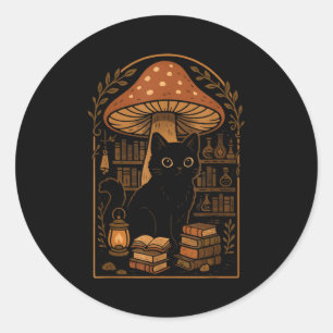 Cute Cat Nge Cottagecore Therian Clothing Book Lov Classic Round Sticker