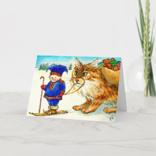 Cute cat, Nordic troll, Christmas greeting card