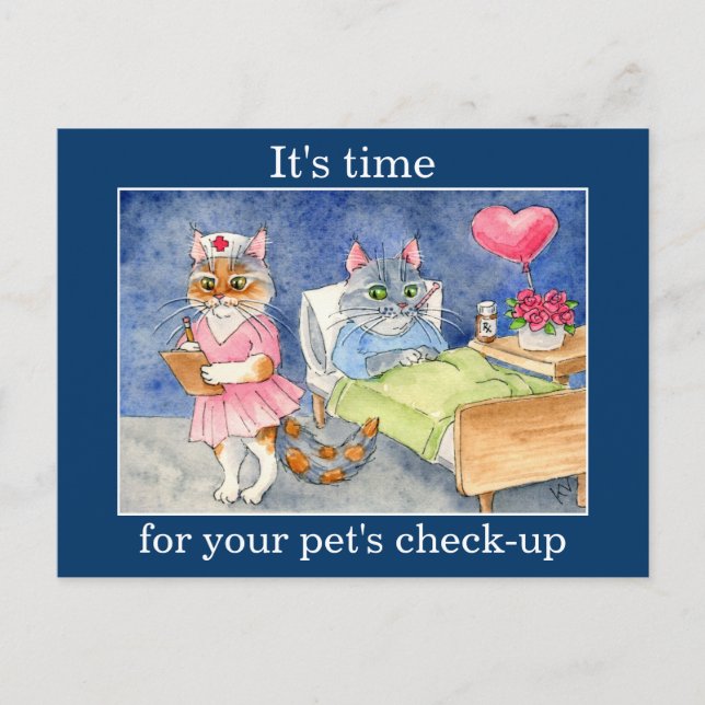 Cute cat nurse, Veterinarian appointment reminder Postcard (Front)