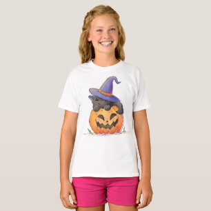 Cute Cat on a Pumpkin Halloween Shirt