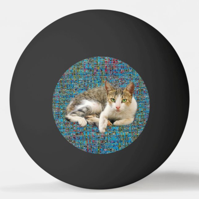 Cute cat on abstract background ping pong ball (Front)