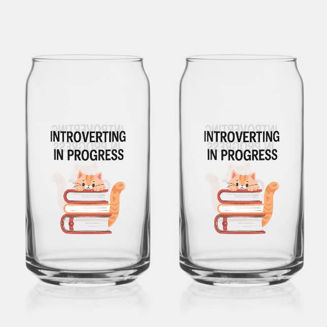 Cute Cat on Books "Introvert in Progress" (Recto)