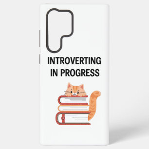 Cute Cat on Books "Introvert in Progress" Samsung Galaxy Case