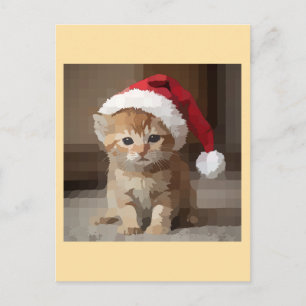 Cute cat on Christmas Eve. Postcard
