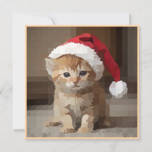 Cute cat on Christmas night. Invitation