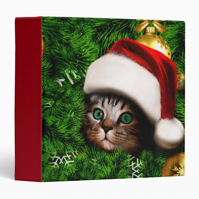 Cute Cat on Christmas tree Binder (Front/Spine)