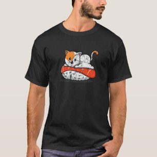 Cute Cat On Sushi Salmon Japanese Otaku Fans Girls T-Shirt