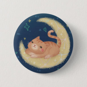 Cute Cat on the Moon 2 Inch Round Button
