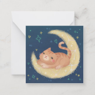 Cute Cat on the Moon Card