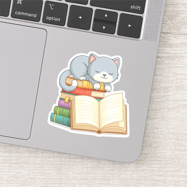 Cute Cat on top of a Book Stack (Detail)
