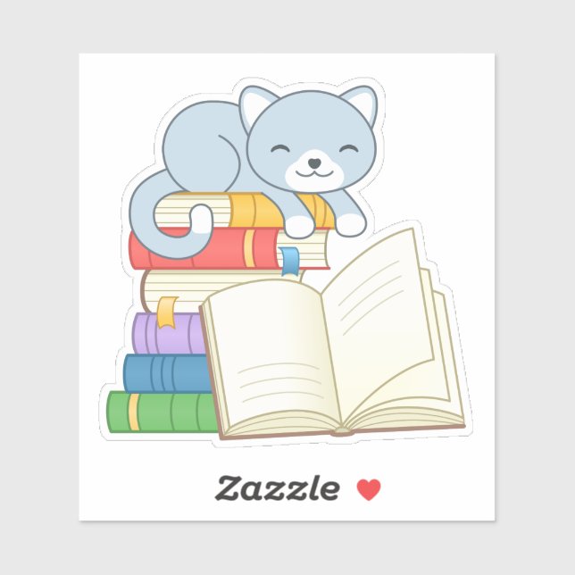 Cute Cat on top of a Book Stack (Sheet)
