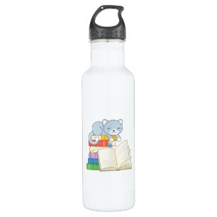 Cute Cat on top of a Book Stack 710 Ml Water Bottle