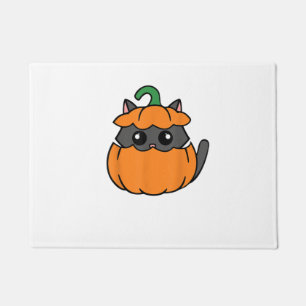 Cute Cat Orange Pumpkin - Kitty October Fall Hallo Doormat