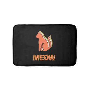 Cute Cat, Orange & Yellow Animal, Abstract Pop Art Bath Mat