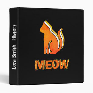 Cute Cat, Orange & Yellow Animal, Abstract Pop Art Binder