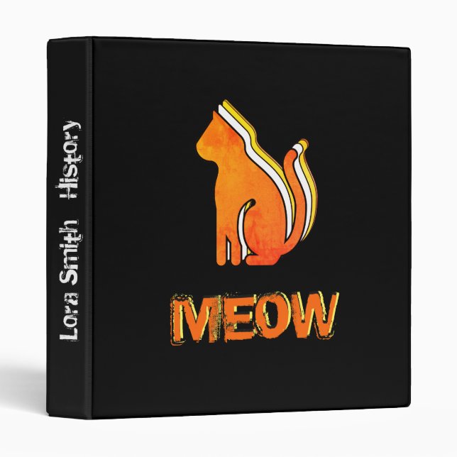 Cute Cat, Orange & Yellow Animal, Abstract Pop Art Binder (Front/Spine)