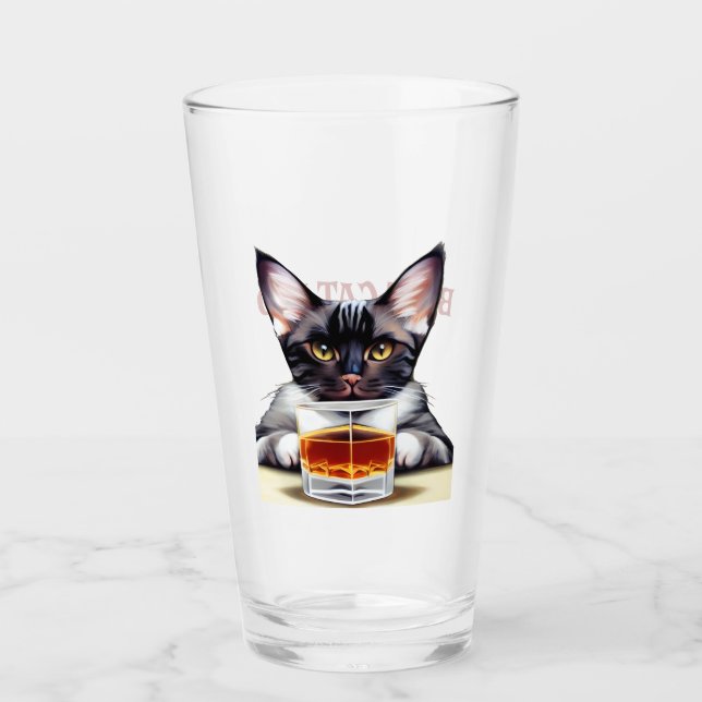 Cute cat Painting Beer Glass (Front)