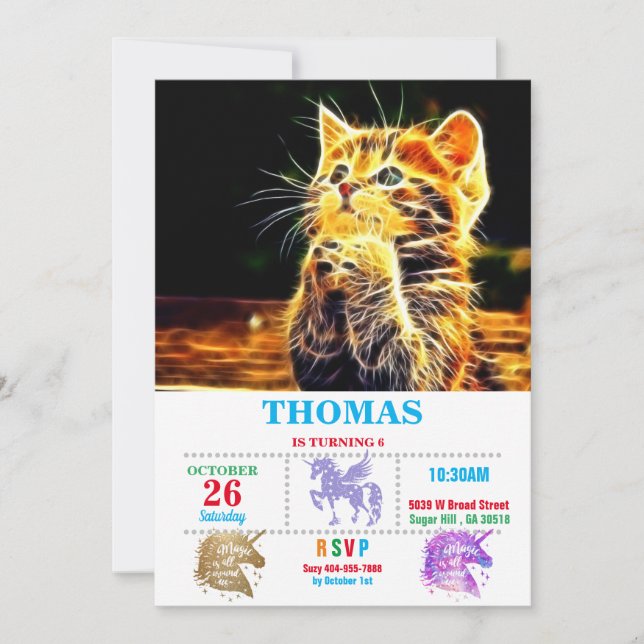 Cute cat painting invitation (Front)
