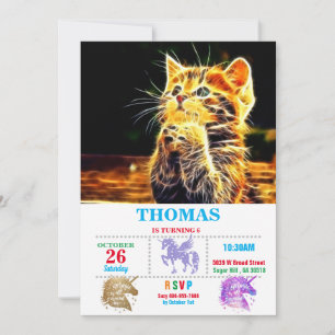 Cute cat painting invitation