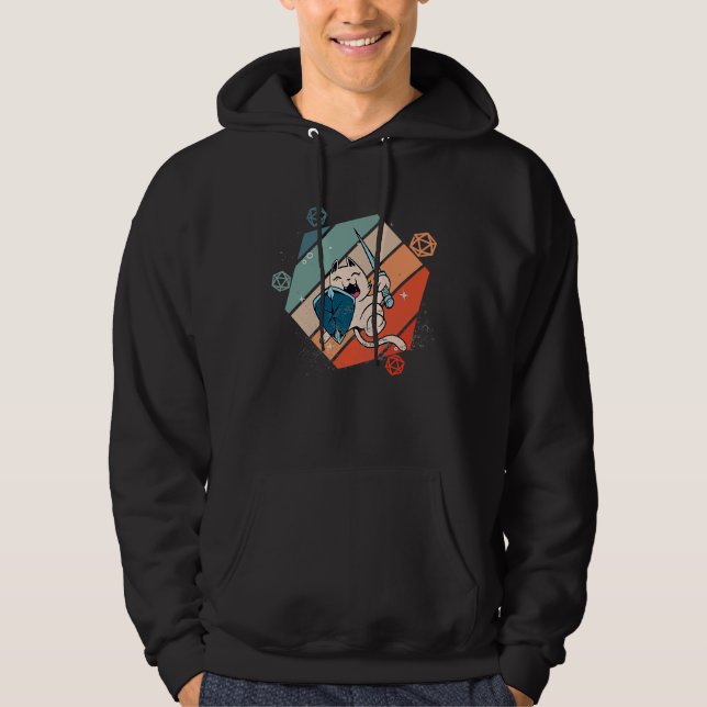 Cute Cat Paladin Knight D20 Role Play Tabletop RPG Hoodie (Front)