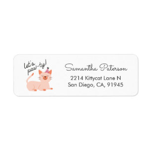 Cute Cat Party Invitation Return Address