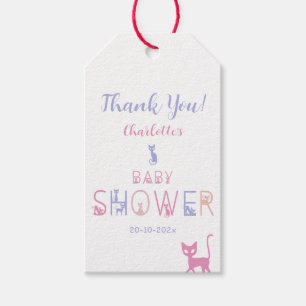 Cute Cat Pastel Colour Baby Shower Gift Tags