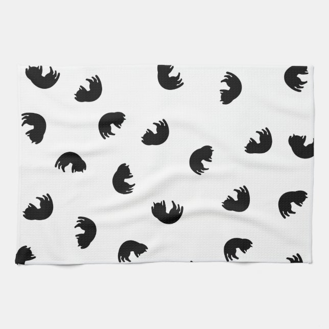 CUTE Cat Pattern Black and White Kitchen Towel (Horizontal)