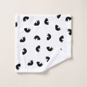 CUTE Cat Pattern Black and White Wash Cloth