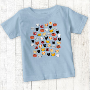 Cute Cat Pattern Blue Baby T-Shirt