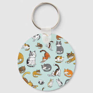 cute cat pattern design for cat lovers- turquoise keychain