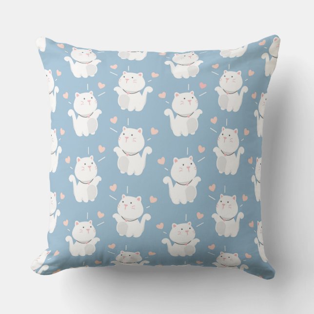 Cute cat pattern design throw pillow (Front)