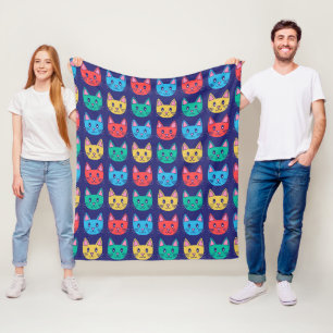 Cute Cat Pattern Fleece Blanket
