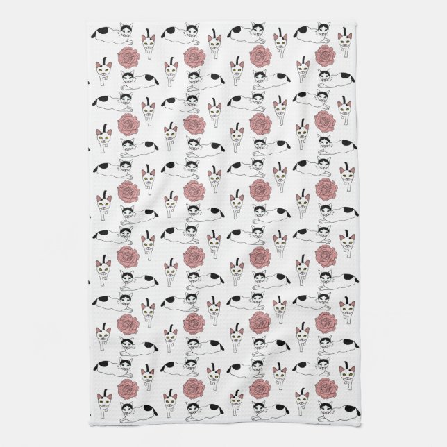 Cute cat pattern kitchen towel (Vertical)