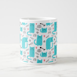 Cute Cat Pattern Large Coffee Mug