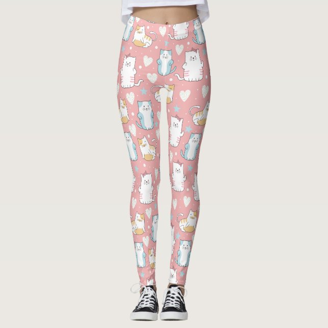 Cute Cat Pattern Leggings (Front)