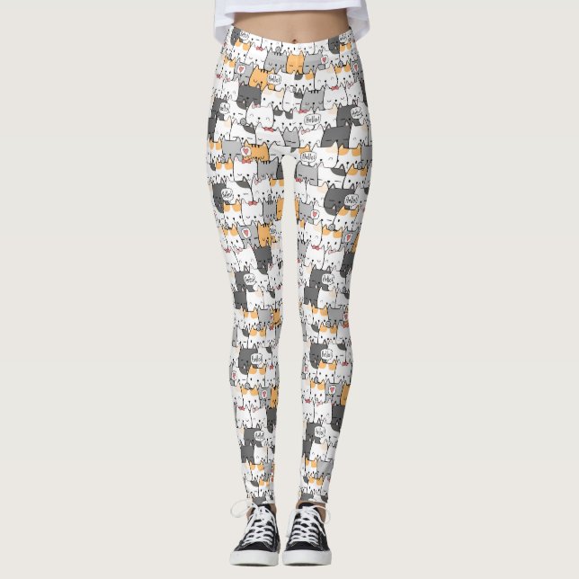 Cute Cat Pattern Leggings (Front)