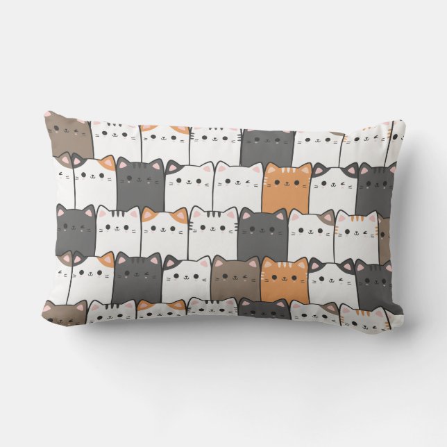 Cute Cat pattern  Lumbar Pillow (Back)