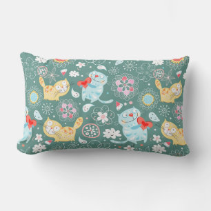 Cute Cat Pattern Lumbar Pillow