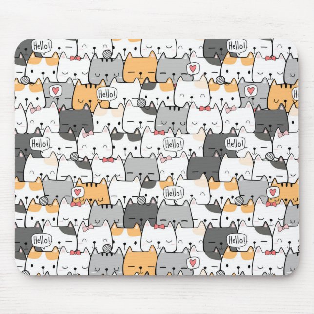 Cute Cat Pattern Mouse Pad (Front)