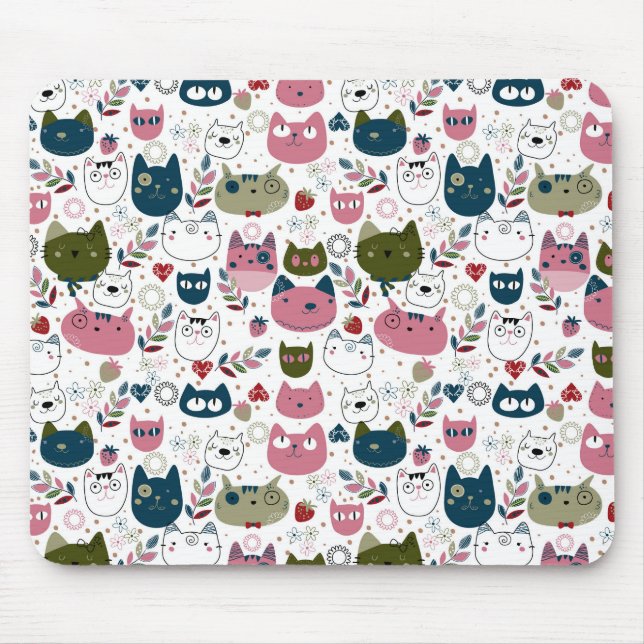 Cute Cat Pattern Mouse Pad (Front)