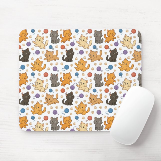 Cute Cat Pattern Mouse Pad (With Mouse)