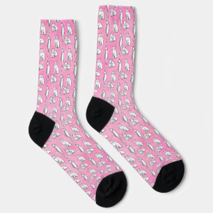 Cute Cat Pattern Pink Novelty  Socks
